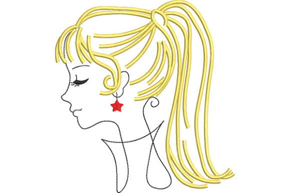 Outline Sketch of a Girl s Portrait
